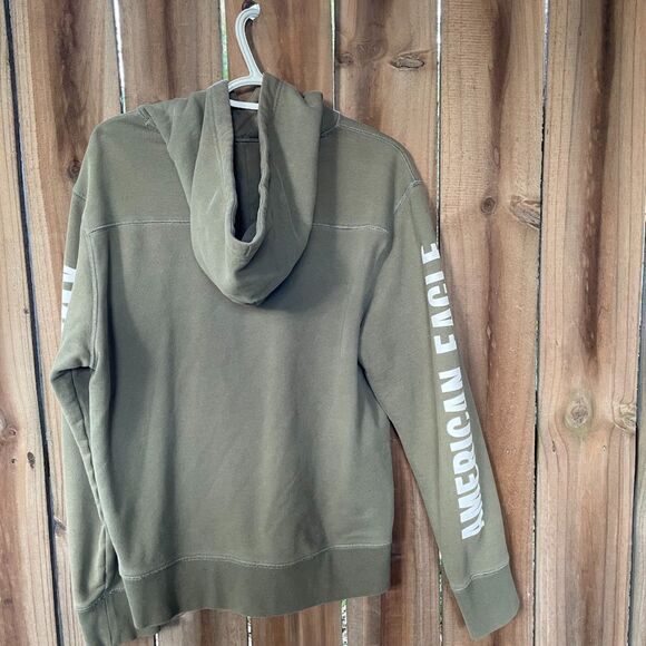 Men's AMERICAN EAGLE Spell Out Sleeve Pullover HOODIE Kangaroo Pocket M - Picture 3 of 7